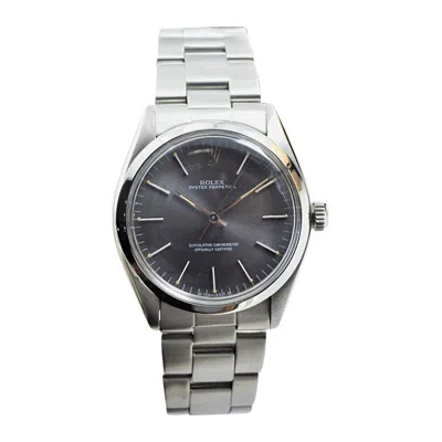 Pre-owned Rolex Steel Perpetual With Original Charcoal Dial, Service Papers, Early 1960's In Black