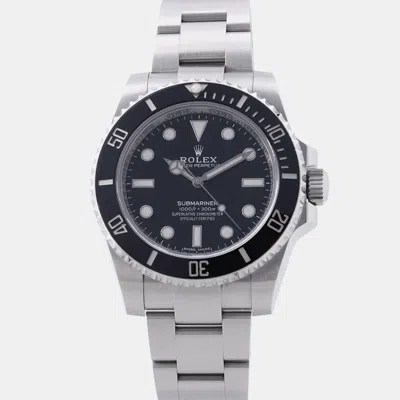 Pre-owned Rolex Submariner 114060 Black Stainless Steel Automatic Men's Watch 40mm