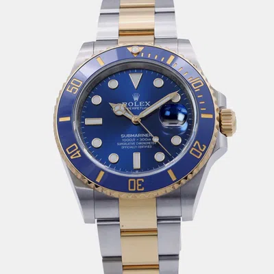 Pre-owned Rolex Submariner 126613lb Blue 18k Yellow Gold Stainless Steel Automatic Men's Watches 41mm
