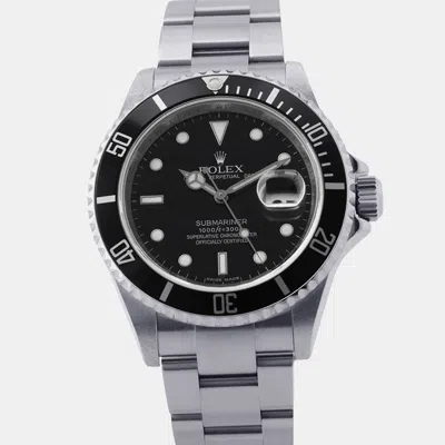 Pre-owned Rolex Submariner 16610 Black Stainless Steel Automatic Men's Watches 40mm