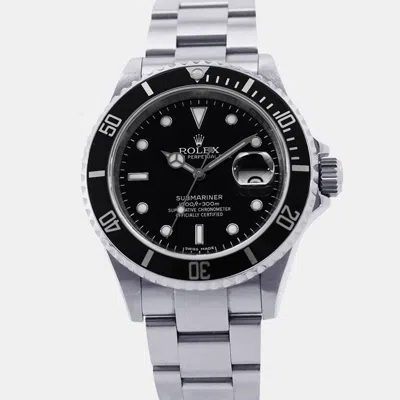 Pre-owned Rolex Submariner 16610 Black Stainless Steel Automatic Men Wristwatch 40mm