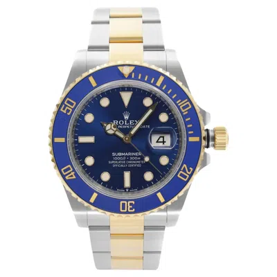 Pre-owned Rolex Submariner 41mm Steel 18k Yellow Gold Blue Dial Automatic Watch 126613lb