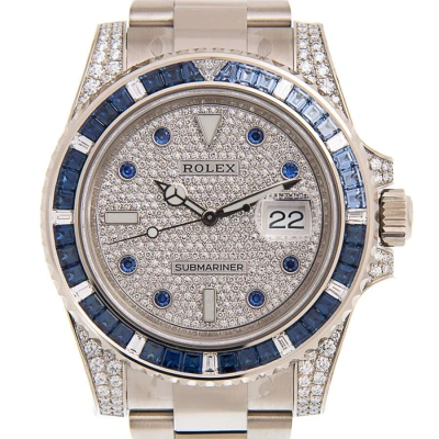 Rolex Submariner Automatic Chronometer Saphire Set Diamond Watch 116659sabro In Metallic