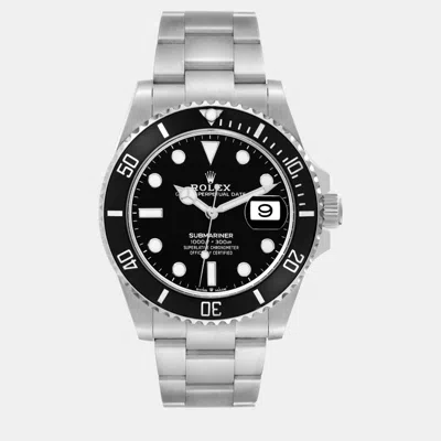 Pre-owned Rolex Submariner Black Dial Ceramic Bezel Steel Men's Watch 41 Mm