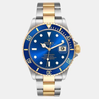 Pre-owned Rolex Submariner Blue Dial Steel Yellow Gold Men's Watch 40 Mm