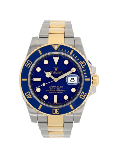 Pre-owned Rolex Submariner Date 40mm Watch In Blue