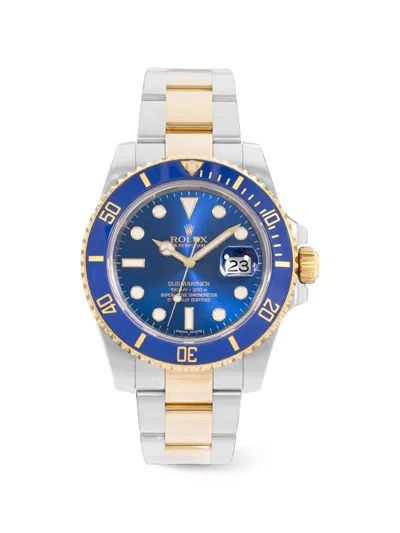 Pre-owned Rolex Submariner Date 40mm Watch In Blue