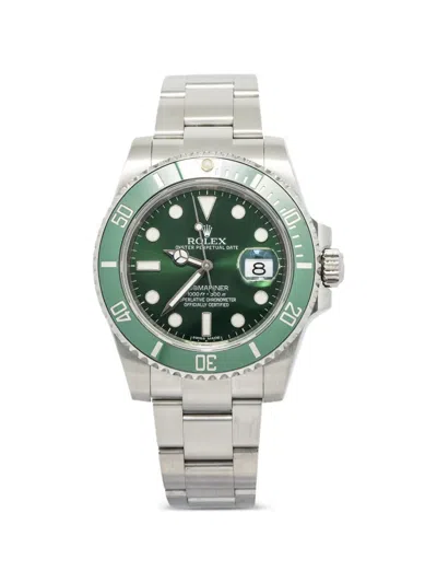 Pre-owned Rolex Submariner Date 40mm Watch In Green