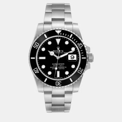 Pre-owned Rolex Submariner Date Black Dial Steel Men's Watch 40 Mm