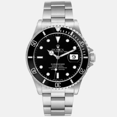 Pre-owned Rolex Submariner Date Black Dial Steel Mens Watch 16610 40 Mm