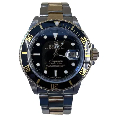 Pre-owned Rolex Submariner Date Certified Two Tone Black Dial Service Papers