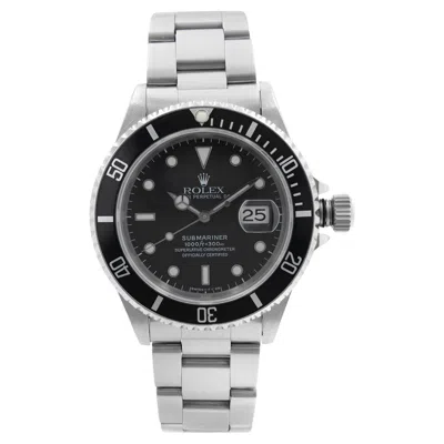 Pre-owned Rolex Submariner Date Holes Steel None Ceramic Black Dial Mens Watch 16610