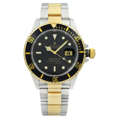 Pre-owned Rolex Submariner Holes 18 Karat Holes Steel Black Dial Automatic Men Watch 16613