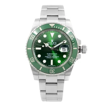 Pre-owned Rolex Submariner Hulk Ceramic Steel Green Dial Watch 116610lv