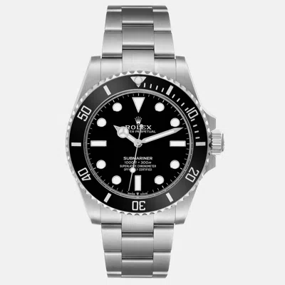 Pre-owned Rolex Submariner Non-date Ceramic Bezel Steel Men's Watch 41 Mm In Black