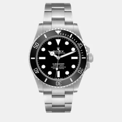 Pre-owned Rolex Submariner Non-date Ceramic Bezel Steel Mens Watch In Black