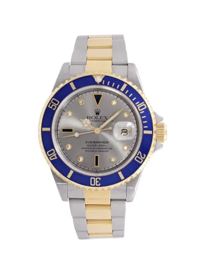 Pre-owned Rolex Submariner Serti 40mm Watch In Gray