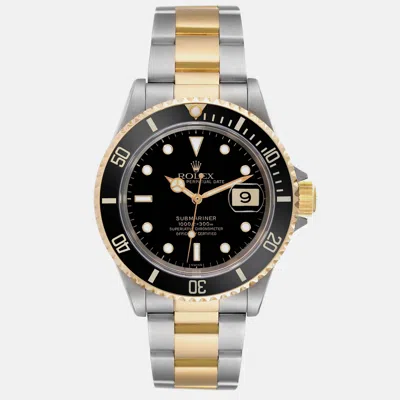 Pre-owned Rolex Submariner Steel Yellow Gold Black Dial Men's Watch 40 Mm