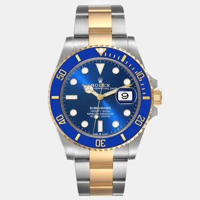 Pre-owned Rolex Submariner Steel Yellow Gold Blue Dial Men's Watch 41 Mm