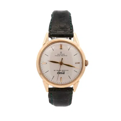 Pre-owned Rolex Tudor Prince 35mm Coca Cola 25 Years Service 14k Gold Watch In Multi