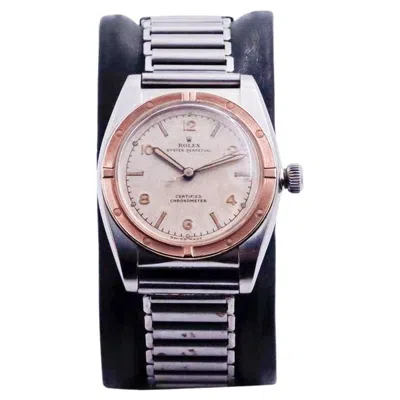Pre-owned Rolex Two Steel And Rose Gold With Original Dial And Ladder Bracelet From 1942 In Red