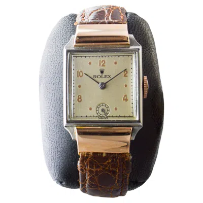 Pre-owned Rolex Two Tone Rose Gold And Stainless Steel Dress Watch, Circa 1930's In Red