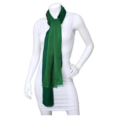 Pre-owned Rolex Two-toned Green Cashmere Fringe Scarf