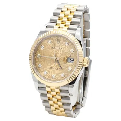 Pre-owned Rolex Two-toned Logo Face Datejust Watch In Multi
