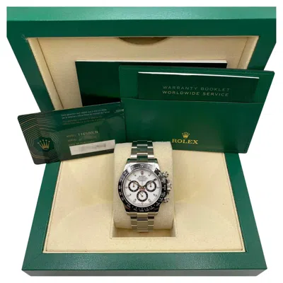 Pre-owned Rolex Unworn  Daytona 40mm Steel Ceramic White Dial Panda Oyster Watch 116500ln