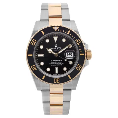 Pre-owned Rolex Unworn  Submariner Date 18k Yellow Gold Steel Black Dial Men Watch 126613ln