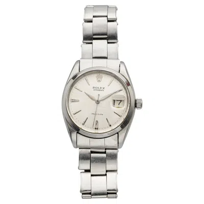 Pre-owned Rolex Vintage 1960s  Oysterdate Precision 6694 Steel Silver Dial Manual 34mm In Multi
