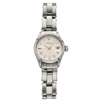 Pre-owned Rolex Vintage 1967  Lady Oyster Perpetual Date 6519 Steel Silver Dial Auto 25mm In Multiple