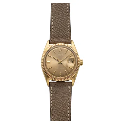 Pre-owned Rolex Vintage 1969  Datejust 1601 18k Yellow Gold Mocha Stick Dial Auto 36mm