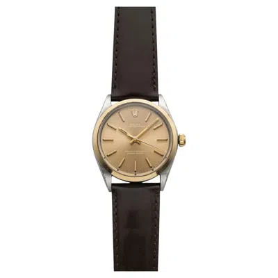 Pre-owned Rolex Vintage 1969  Oyster Perpetual 1002 Two-tone Mocha Dial Auto 34mm In Multi