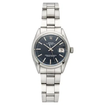 Pre-owned Rolex Vintage 1969  Oyster Perpetual Date 1500 Steel Blue Dial Auto 34mm