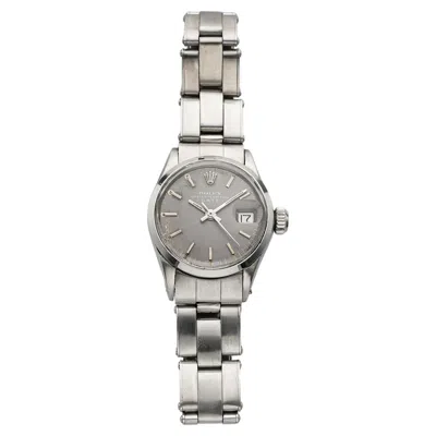 Pre-owned Rolex Vintage 1970  Lady Datejust 6516 Steel Grey Sunburst Dial Automatic 26mm In Gray