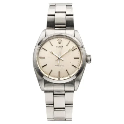 Pre-owned Rolex Vintage 1973  Oyster Precision 6426 Manual Silver Sunburst Dial 34mm In Multi