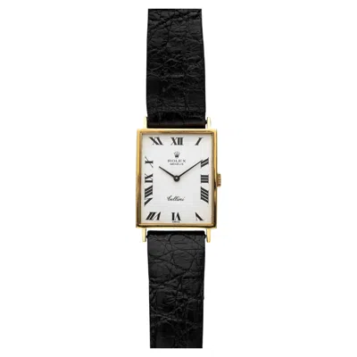 Pre-owned Rolex Vintage 1974  Cellini 4122 18k Yg White Roman Dial Manual 23 Mm
