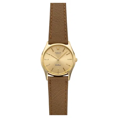 Pre-owned Rolex Vintage 1976  Cellini 18k Yg 3804 Manual Wind Champagne Dial 30mm In Multiple