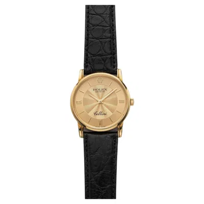 Pre-owned Rolex Vintage 1976  Cellini 5116 18k Yg Champagne Bullseye Dial Manual 32mm In Multi