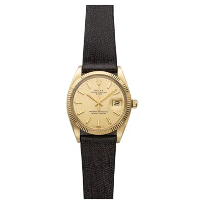 Pre-owned Rolex Vintage 1976  Oyster Perpetual Date 1503 14k Yg Champagne Dial Auto 34mm In Multi