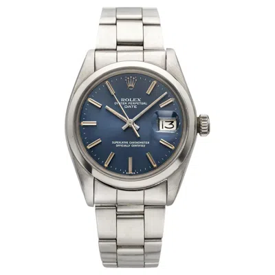 Pre-owned Rolex Vintage 1978  Oyster Perpetual Date 1500 Steel Blue Dial Auto 36mm