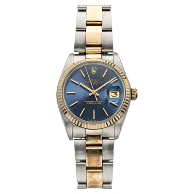 Pre-owned Rolex Vintage 1978  Oyster Perpetual Date 1500 Two-tone Blue Dial Auto 34mm