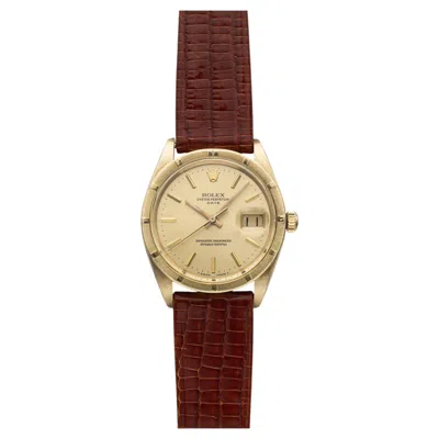 Pre-owned Rolex Vintage 1978  Oyster Perpetual Date 1501 14k Yg Champagne Dial Auto 34mm In Multi