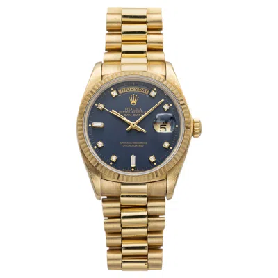 Pre-owned Rolex Vintage 1979  Day-date 18038 18k Yellow Gold Purple Diamond Dial Auto 36mm