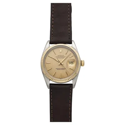 Pre-owned Rolex Vintage 1980  Datejust 16013 Two-tone Champagne Tapestry Dial Auto 36mm In Multiple