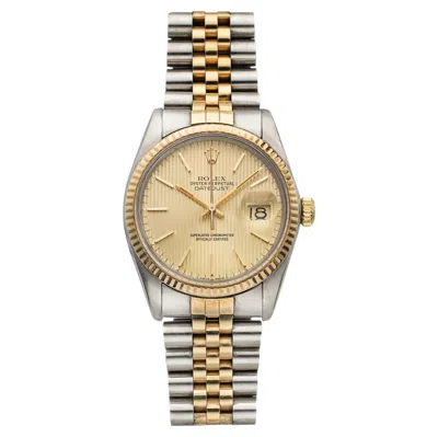 Pre-owned Rolex Vintage 1981  Datejust 16013 Two Tone Champagne Tapestry Dial Auto 36mm In Multiple