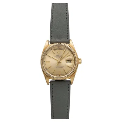 Pre-owned Rolex Vintage 1981  Day-date 18038 18k Yellow Gold Champagne Dial Auto 36mm