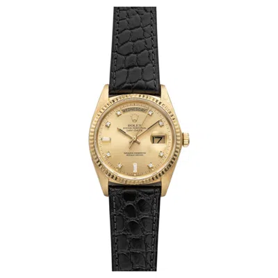 Pre-owned Rolex Vintage 1981  Day-date 18038 18k Yg Champagne Diamond Dial Auto 36mm In Multi