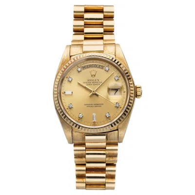 Pre-owned Rolex Vintage 1982  Day-date 36 18038 Yg Champagne Diamond Dial Auto 36mm In Multi